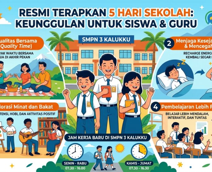 Resmi Terapkan 5 Hari Sekolah, Ini Jam Kerja Terbaru dan Keunggulannya di SMPN 3 Kalukku